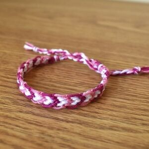 Handmade Rose Woven Friendship Bracelet 10pc Set OS Pink Women Cotton Braided
